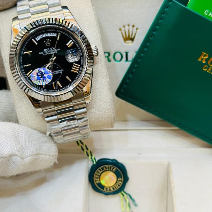 Silver blacked Rolex Oyster DayDate