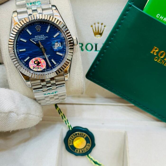 Silver DarBlue Rolex Oyster JustDate
