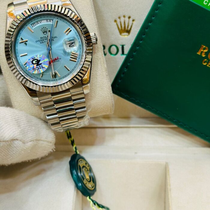 Silver Skyblue Rolex Oyster Day Date